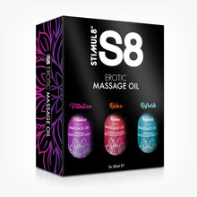 Set 3 x Uleiuri de masaj S8 Erotic, Vitalize, Relax, Refresh, efect erotic, 150 ml
