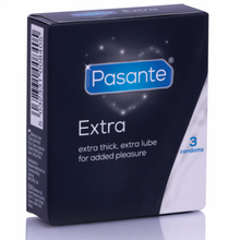 Prezervative groase PASANTE EXTRA THICK, cu lubrifiant suplimentar, 1 cutie x 3 buc