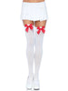Dresuri sexy Leg Avenue, cu fundiță roșie din satin, mărime universală, culoare alb cu roșu, model 6255