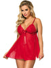 Lenjerie babydoll cu fundita, Subblime, model R80409-3, roșu, S/M
